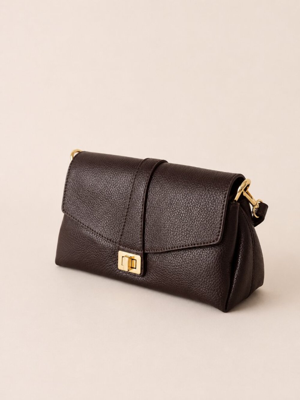 Dark Brown Italian Leather Crossbody Bag, Structured Shoulder Purse - Picture 7 of 12